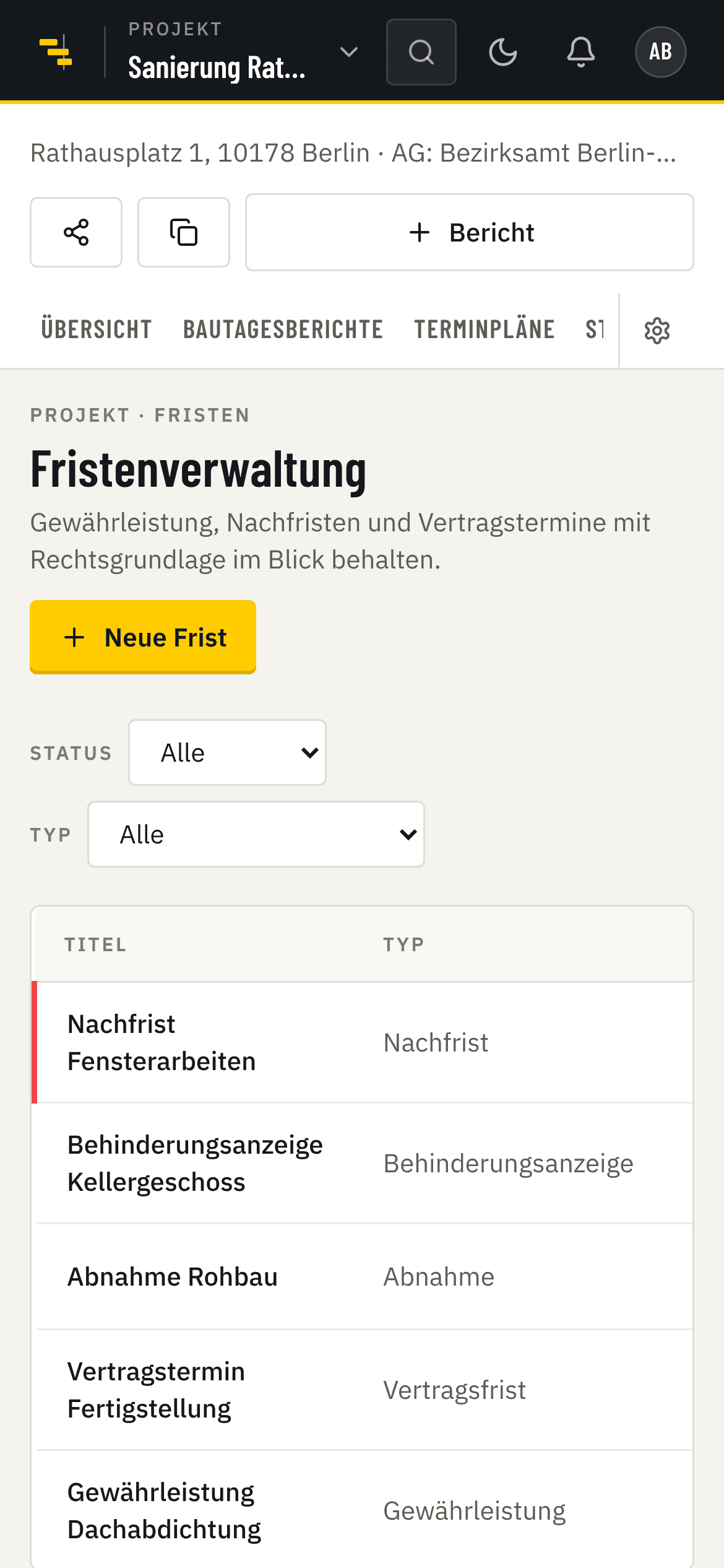 Fristenverwaltung auf dem Smartphone